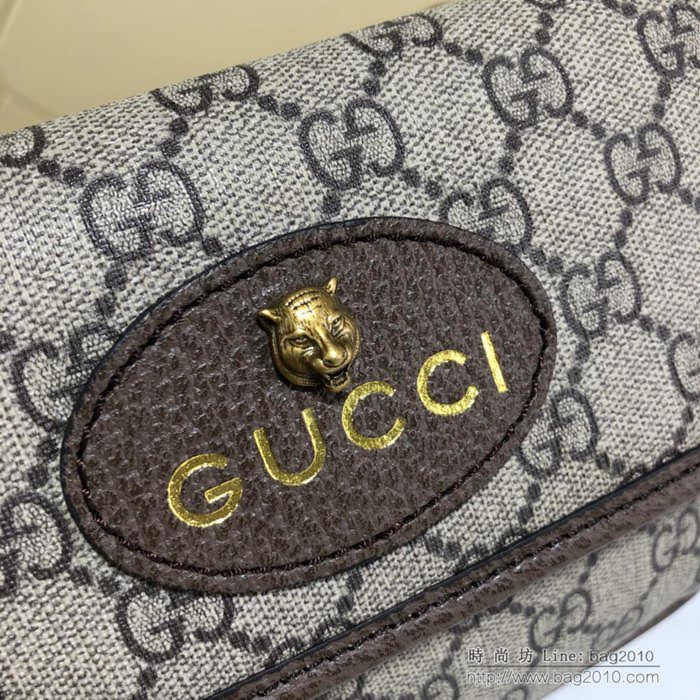 GUCCI古馳 新款 489617 Gucci女包 古馳單肩包 Gucci斜挎包 古馳虎頭標 肩帶可調 可做胸包腰包斜挎包 pvc/啡棕  ydgq3423